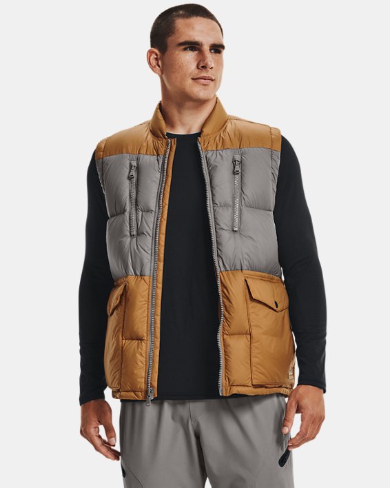 Men's ColdGear® Infrared Down Blocked Vest, Brown, pdpMainDesktop image number 0